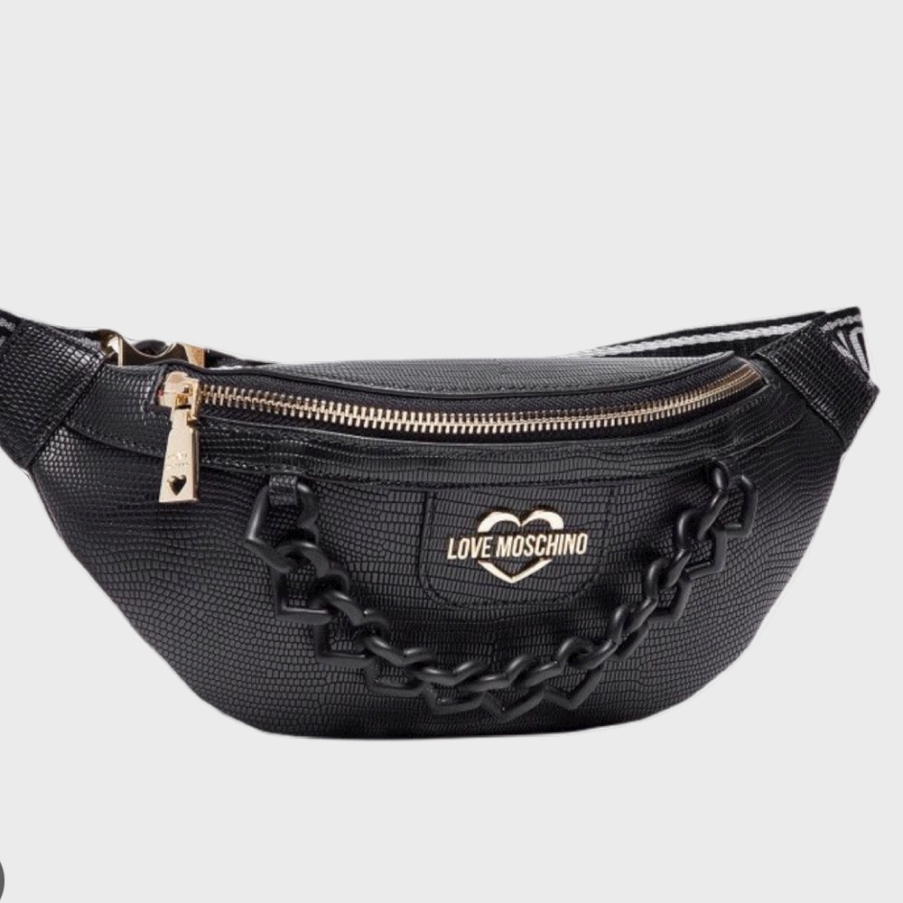 Love Moschino / black fanny pack banana with heart chain SS21 (NEW)